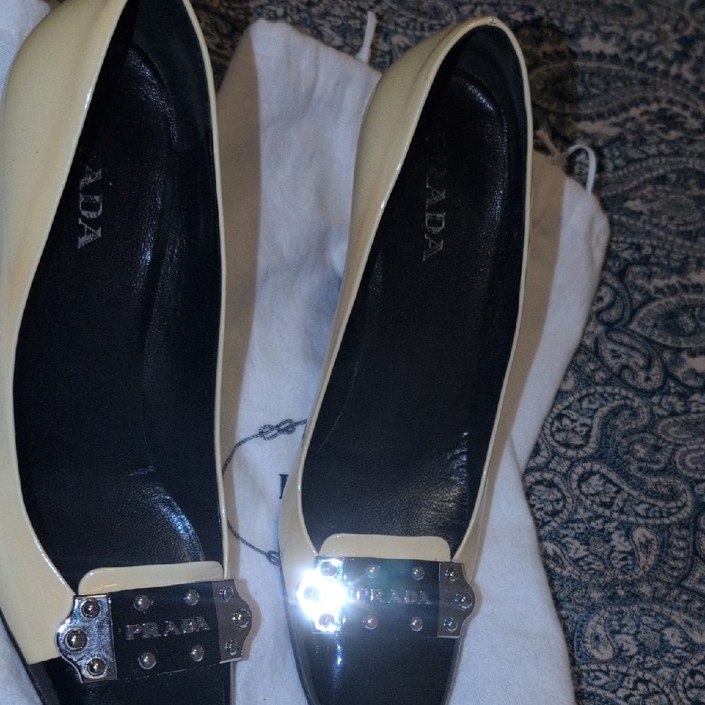 Prada Two-Tone Black and Cream Heels